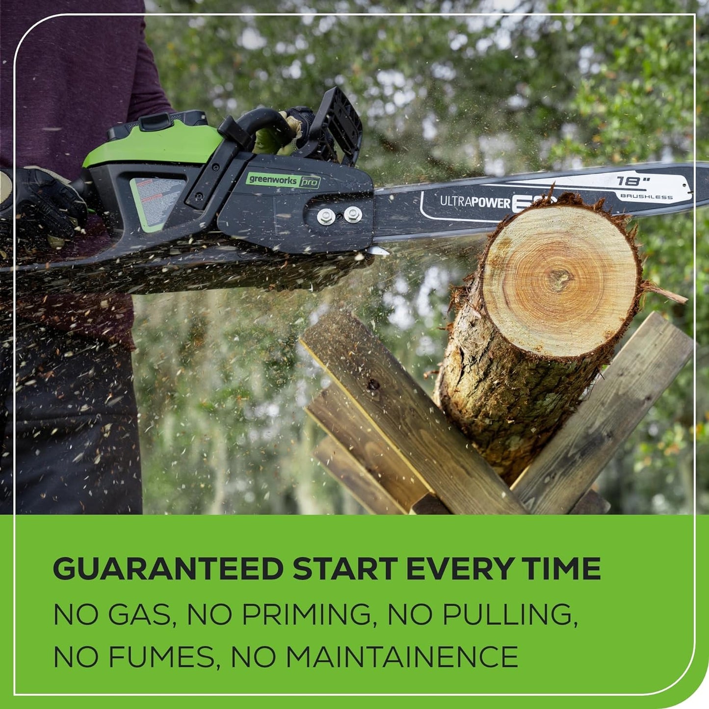 60V 18" Brushless Cordless Chainsaw, 4.0Ah Battery and Charger Included