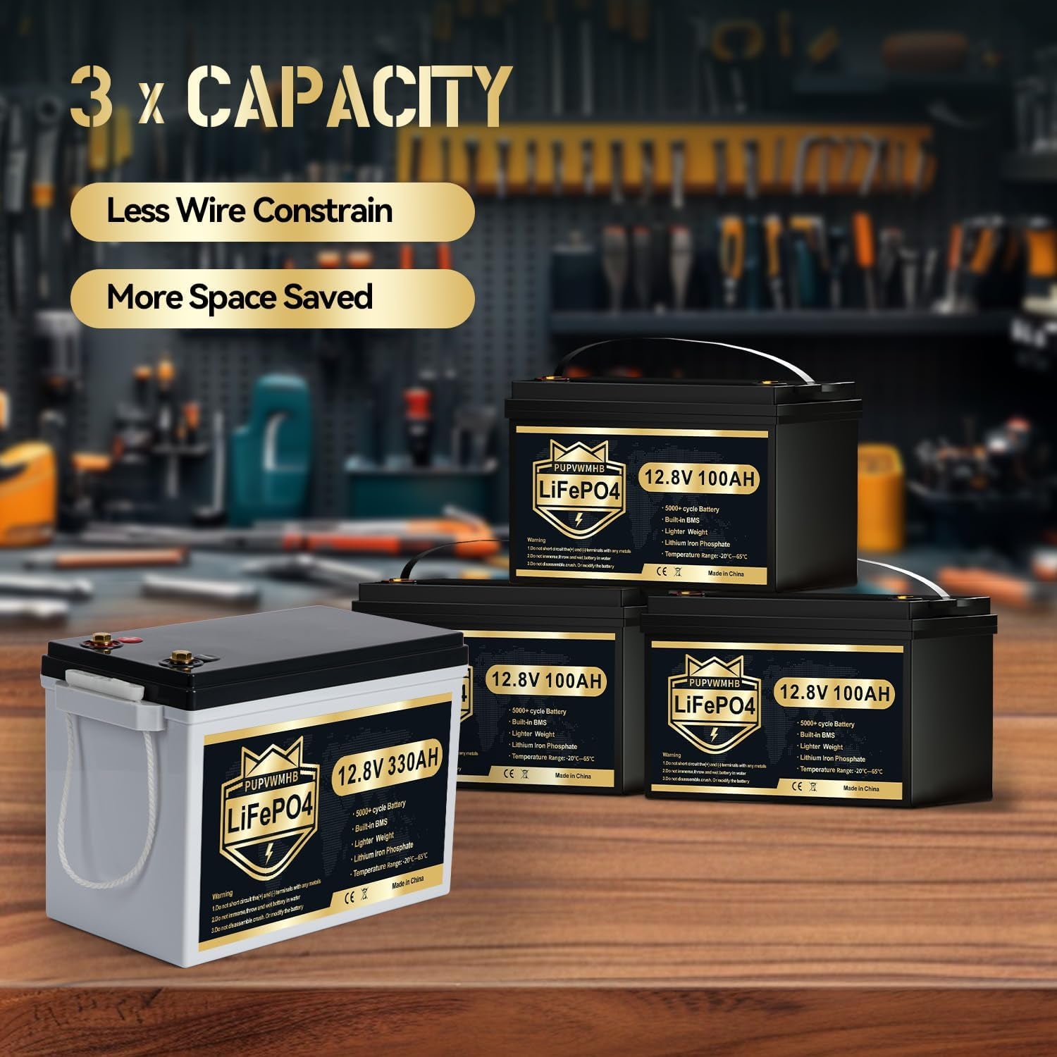 12V 330Ah MINI Lifepo4 Lithium Battery, Bluetooth Lithium Battery, 200A BMS, up to 15000 Cycles, Max.4224Wh Energy with Low Temp Cut Off, Perfect for RV, Solar, Trolling Motor