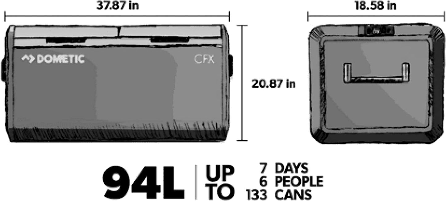 CFX3 95DZ, 95 Liter Dual Zone Portable Refrigerator and Freezer, Powered by AC/DC or Solar