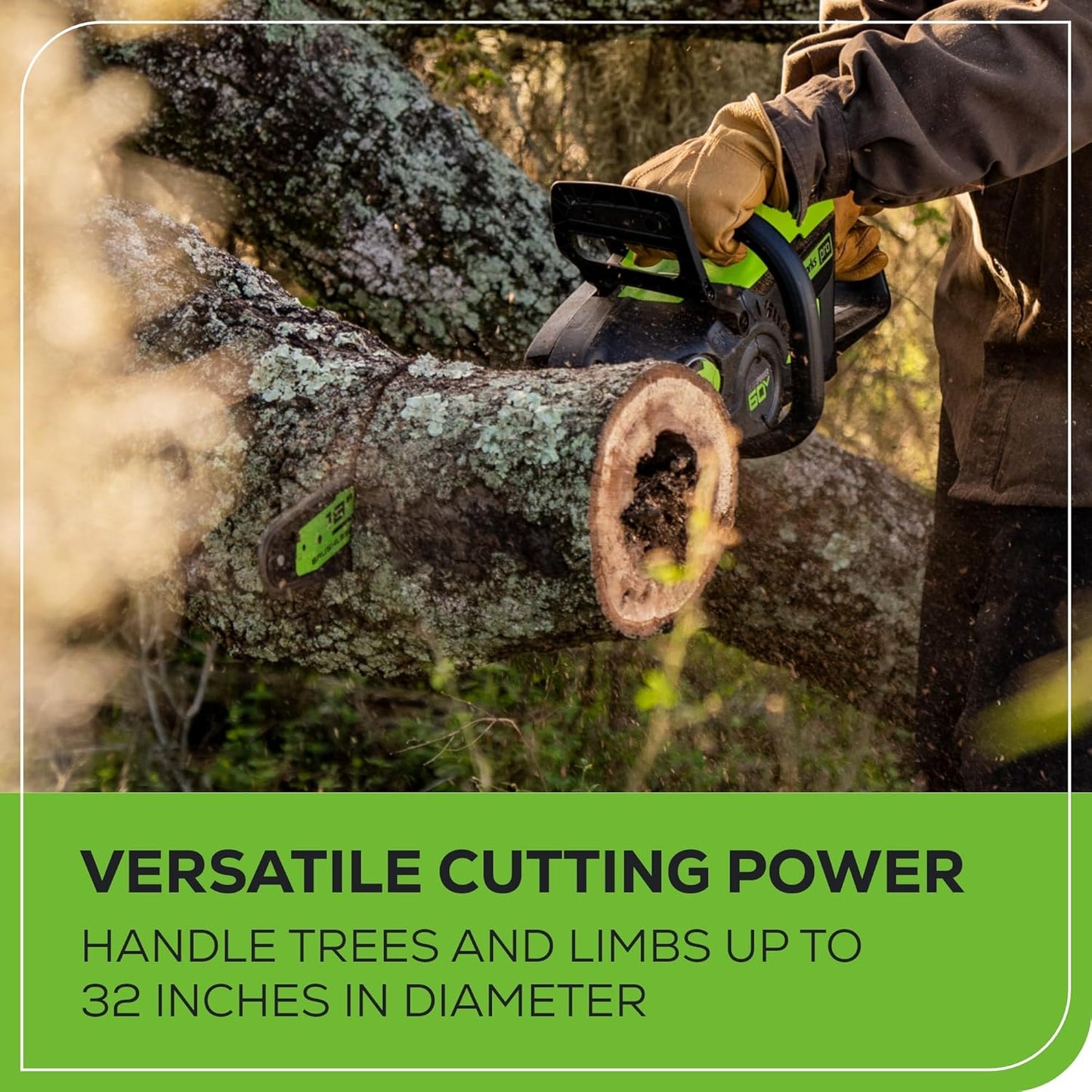 60V 18" Brushless Cordless Chainsaw, 4.0Ah Battery and Charger Included