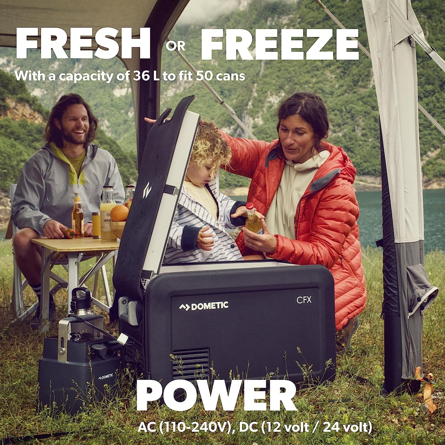 CFX3 35 Portable Refrigerator and Freezer - 36L - Powered by AC/DC or Solar Portable Refrigerator with Wifi/Bluetooth Temperature Control - Ideal Cooler for Car, RV, Camping and Home Use