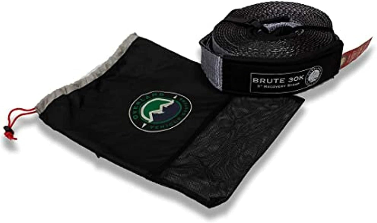 Tow Strap 30,000 Lb. 3" X 30' Gray with Black Ends & Storage Bag Universal