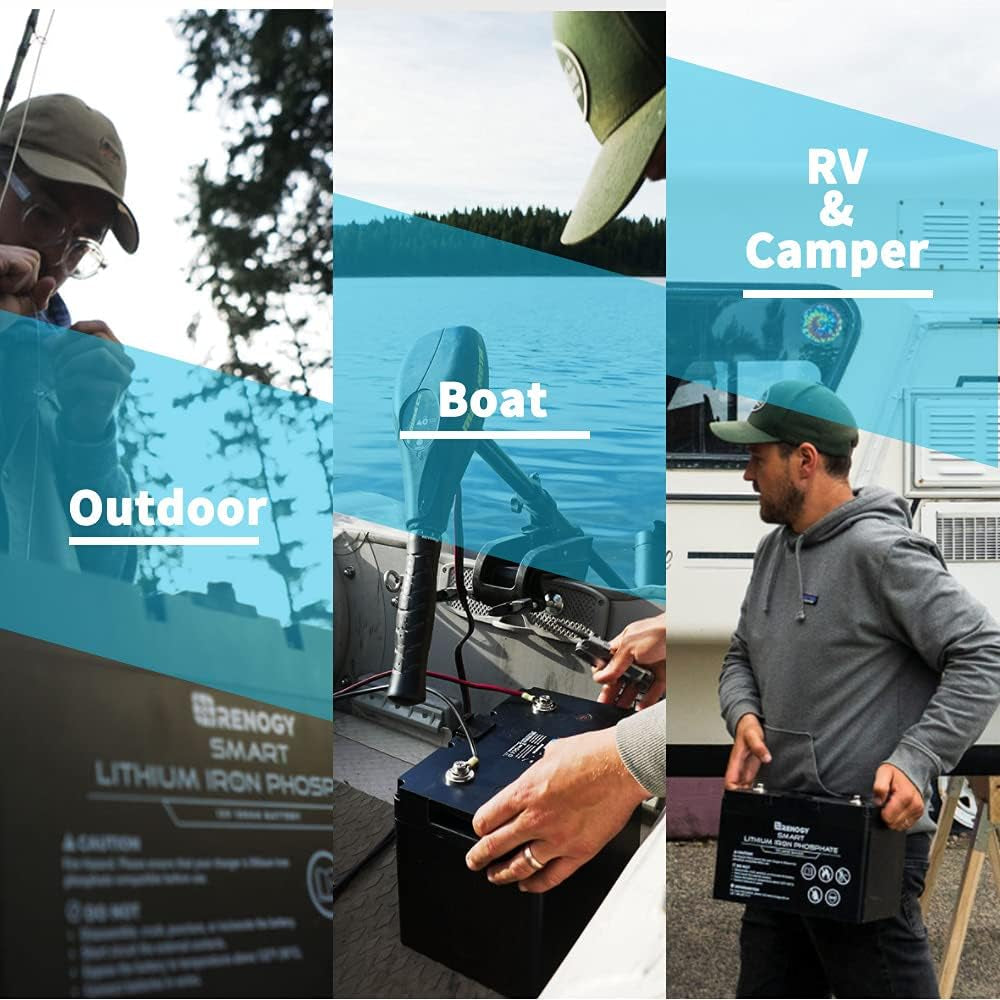 2 Pack Smart Lithium-Iron Phosphate Battery 12V 100Ah W/Self-Heating Function for RV, Solar, Marine, and Off-Grid Applications