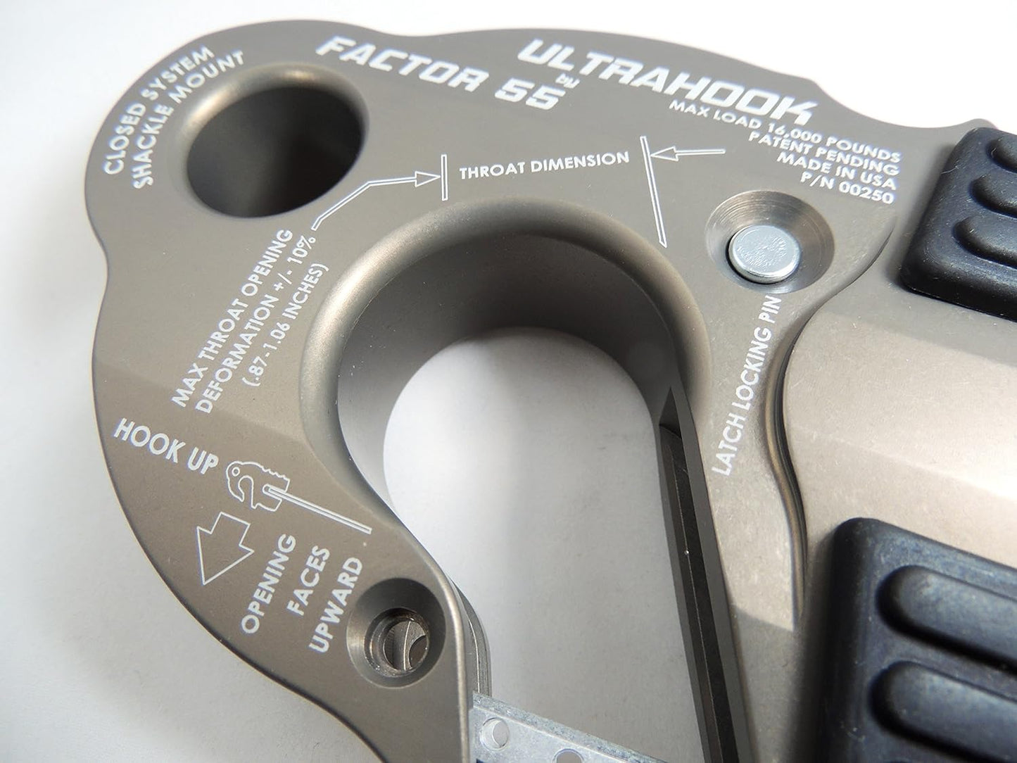 ULTRAHOOK Winch Hook with Shackle Mount - Gray