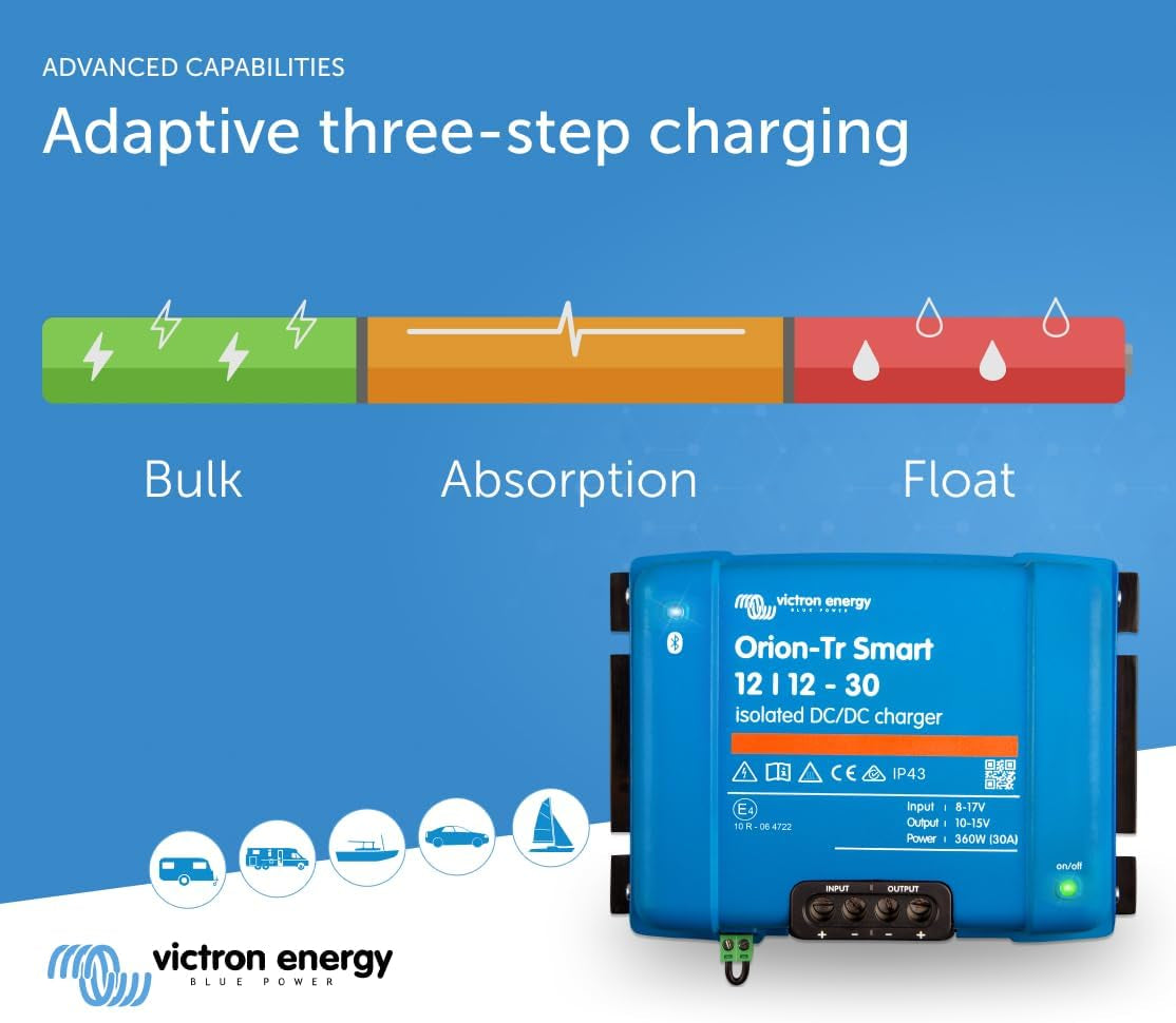 Orion-Tr Smart 12/12-Volt 30 Amp 360-Watt DC-DC Charger Isolated (Bluetooth)