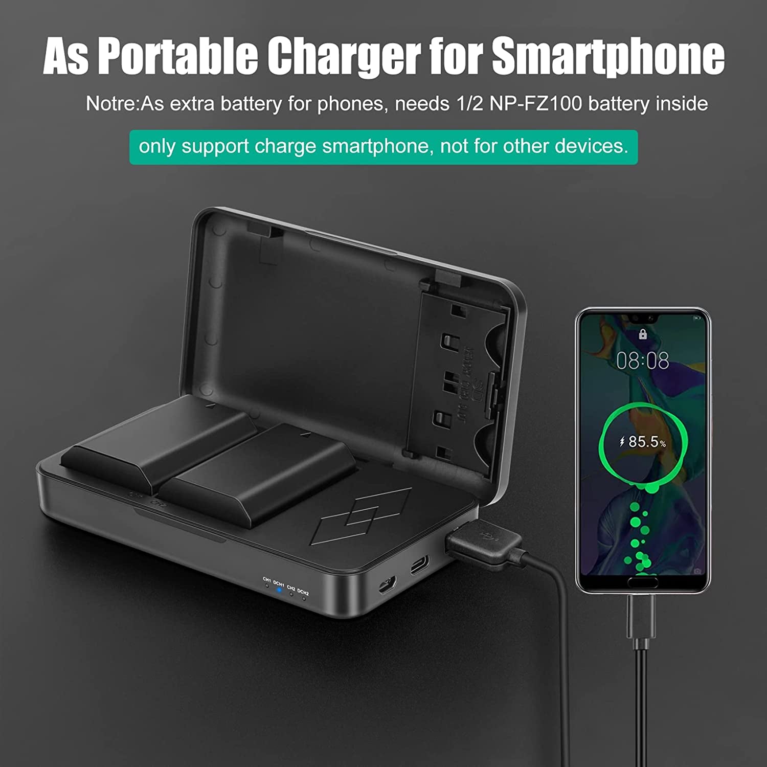 NP-FZ100 Battery Replacement and A7Iii Battery Charger for Sony A7 III, Sony A1, Alpha A7R III, A7R IV, A9, A9 II, A6600, Alpha 9S, A7R3 A7S III, A7R III Battery, 2 Packs