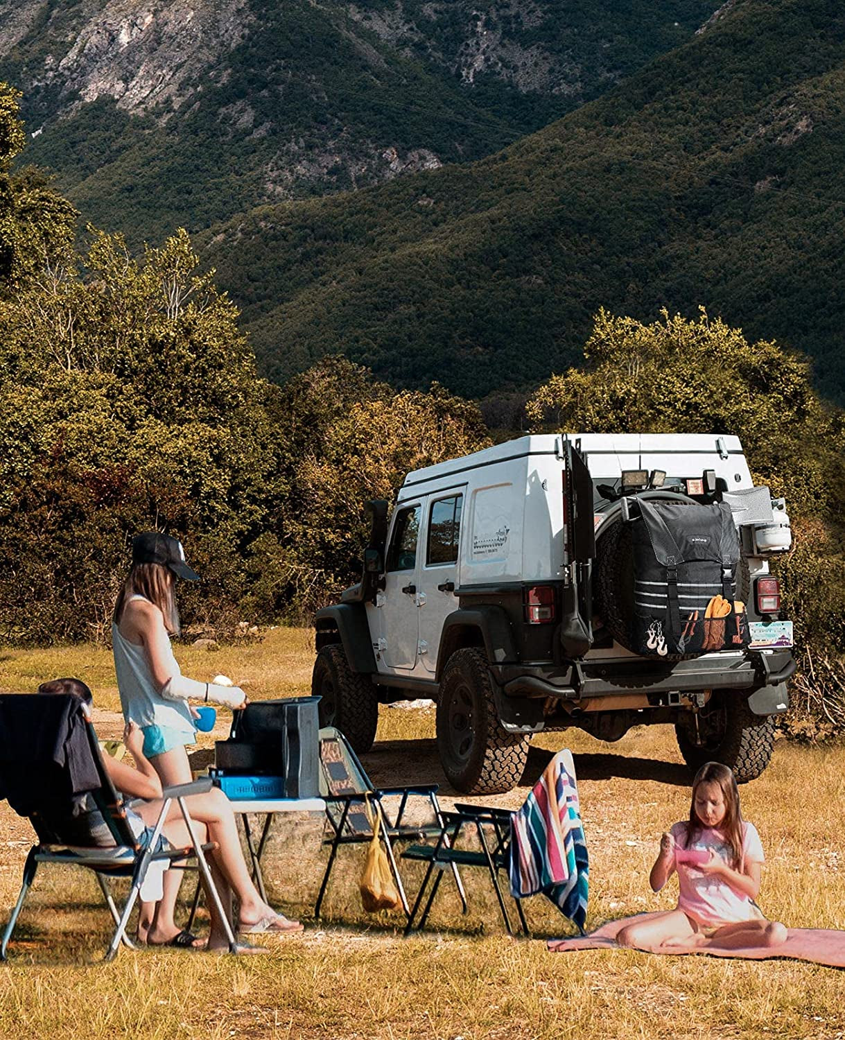 Spare Tire Trash Bag, Upgraded Fits 40" Tire 31 Gallons Overland Series Larger Capacity Cargo Spare Tire Storage Bag for 4X4 Off-Road Camping Recovery Gear Firewood for Wrangler JK JKU JL