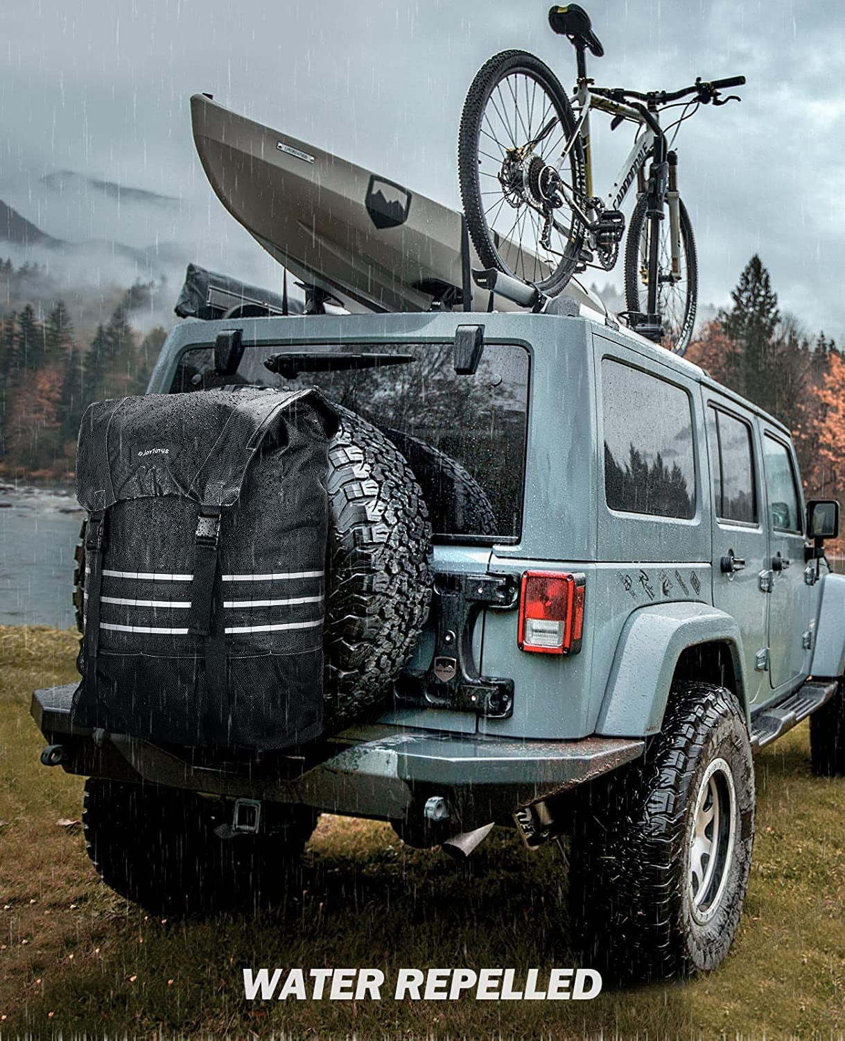 Spare Tire Trash Bag, Upgraded Fits 40" Tire 31 Gallons Overland Series Larger Capacity Cargo Spare Tire Storage Bag for 4X4 Off-Road Camping Recovery Gear Firewood for Wrangler JK JKU JL