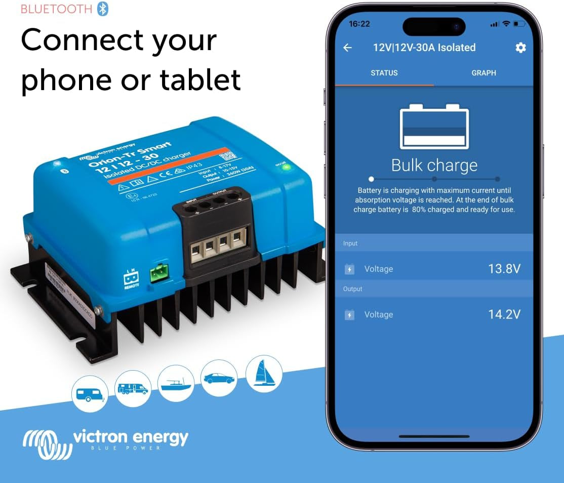 Orion-Tr Smart 12/12-Volt 30 Amp 360-Watt DC-DC Charger Isolated (Bluetooth)