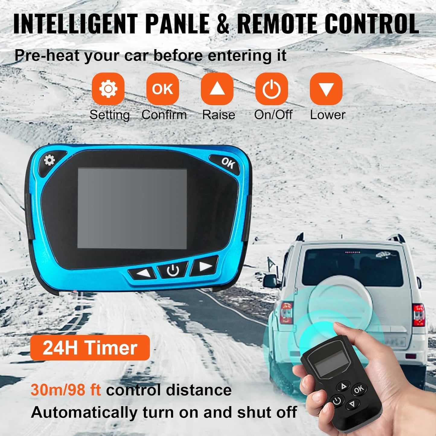Diesel Air Heater, 12 V 5KW All in One Bunk Parking Heater, with Remote Control, LCD Thermostat Monitor, Silencer and Large Air Outlet for RV Trucks Bus and Trailer