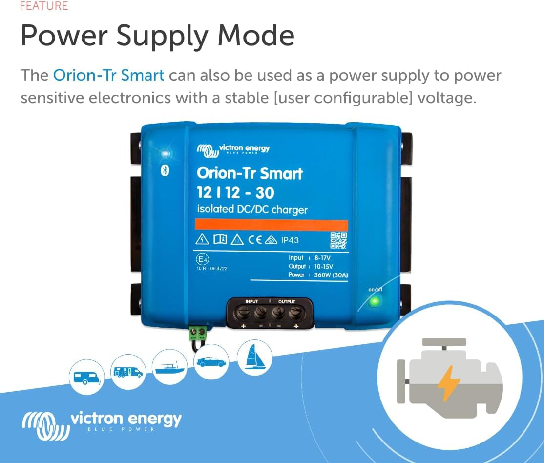 Orion-Tr Smart 12/12-Volt 30 Amp 360-Watt DC-DC Charger Isolated (Bluetooth)