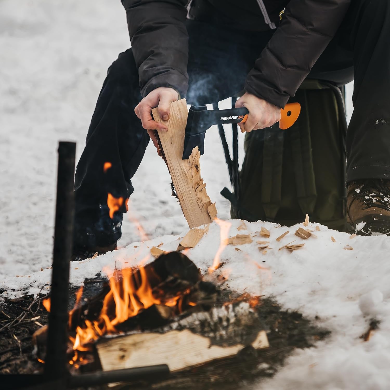 X7 Hatchet - Wood Splitter for Small to Medium Size Kindling with Proprietary Blade-Grinding Technique - Lawn and Garden - Orange/Black