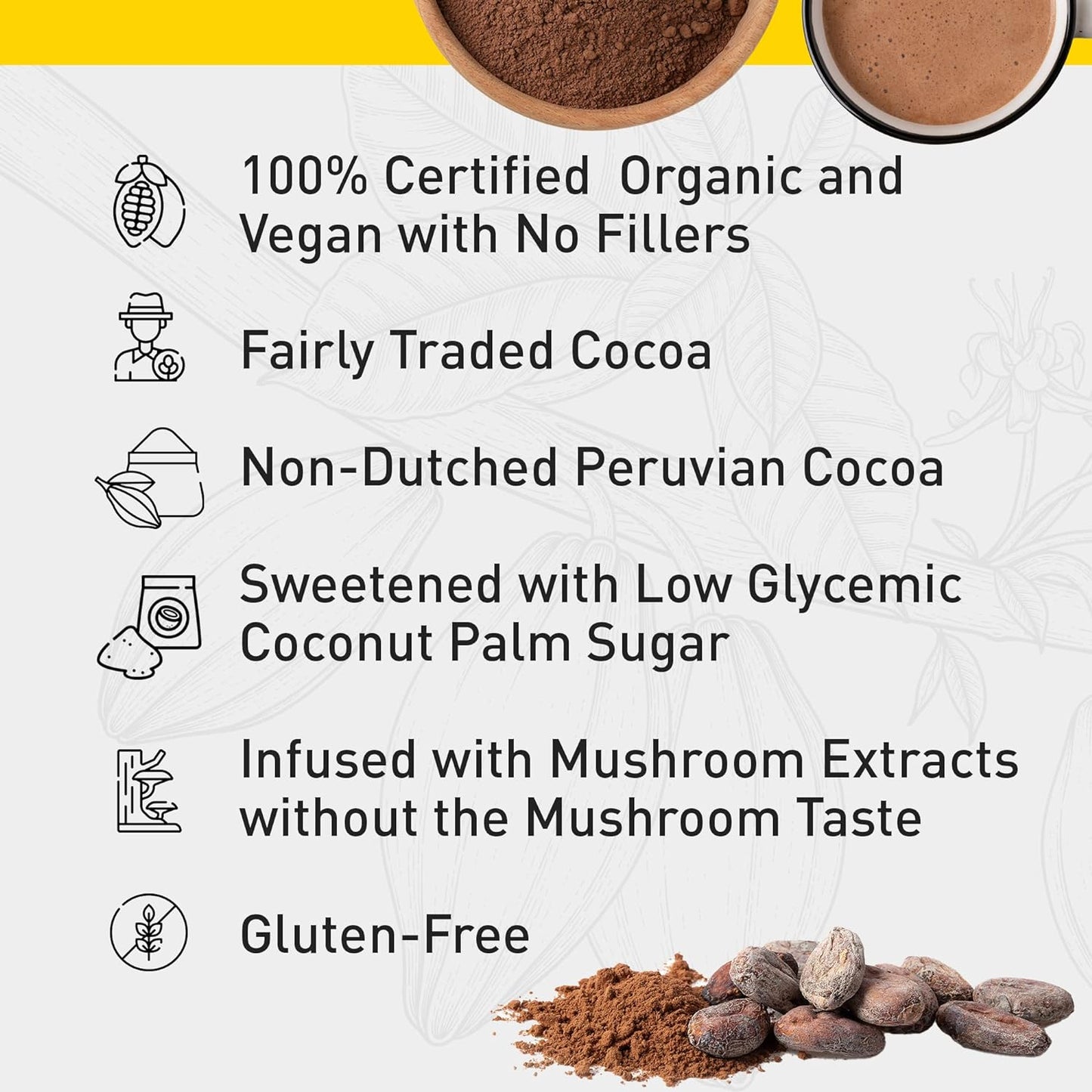 , Cocoa Mojo - 100% Organic Mushroom Cocoa Powder - 12Oz Bag