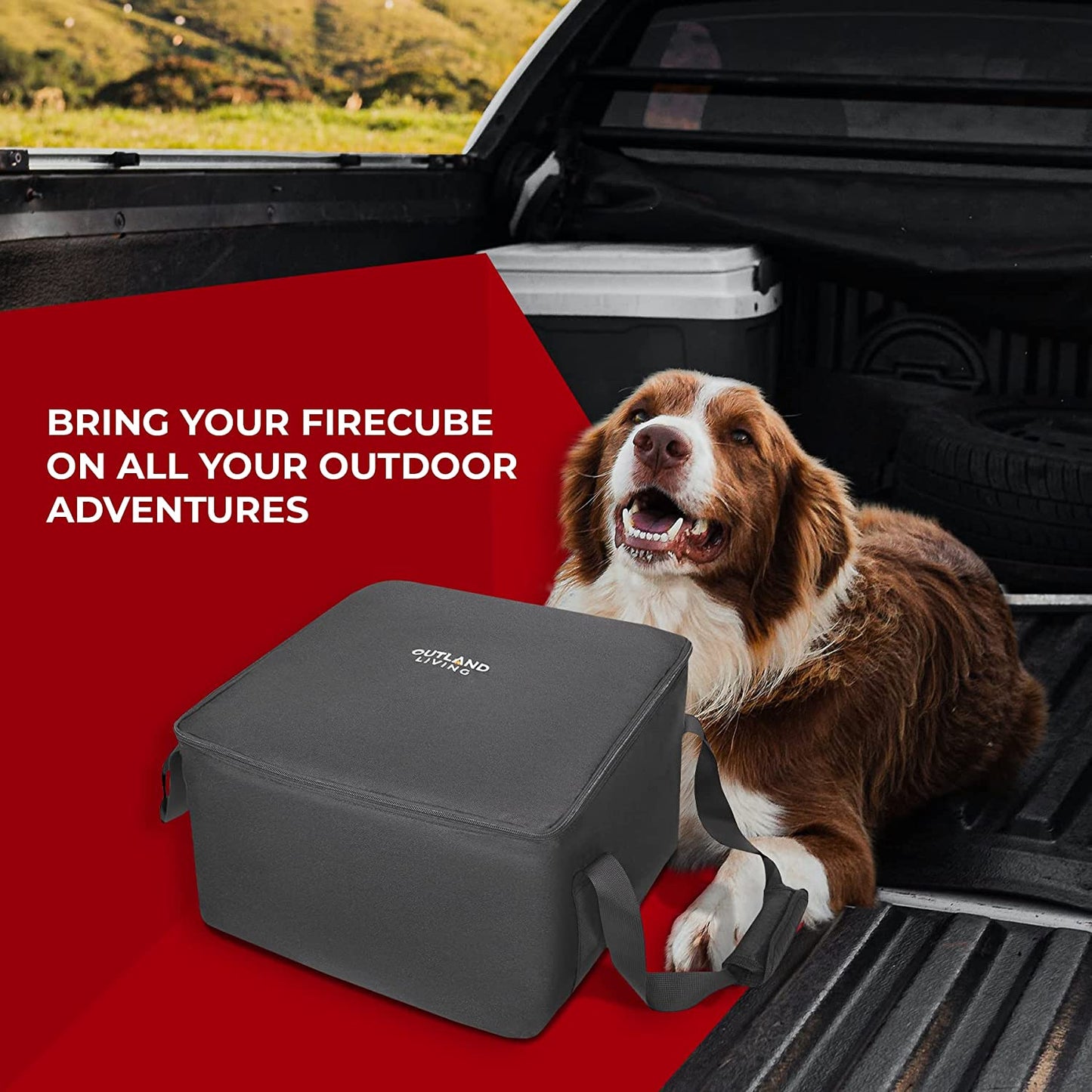 Firecube Carry Bag - Fits 14” Square Portable Propane Firecube Fire Pit – UV and Weather Resistant – Sturdy Grips for Easy Transport