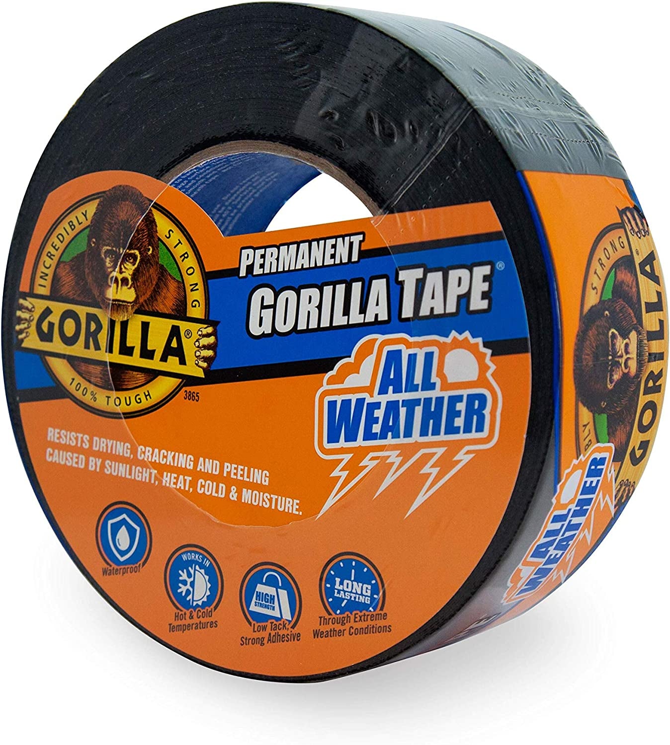 All Weather Outdoor Waterproof Duct Tape, UV and Temperature Resistant, 1.88" X 25 Yd, Black, (Pack of 1)