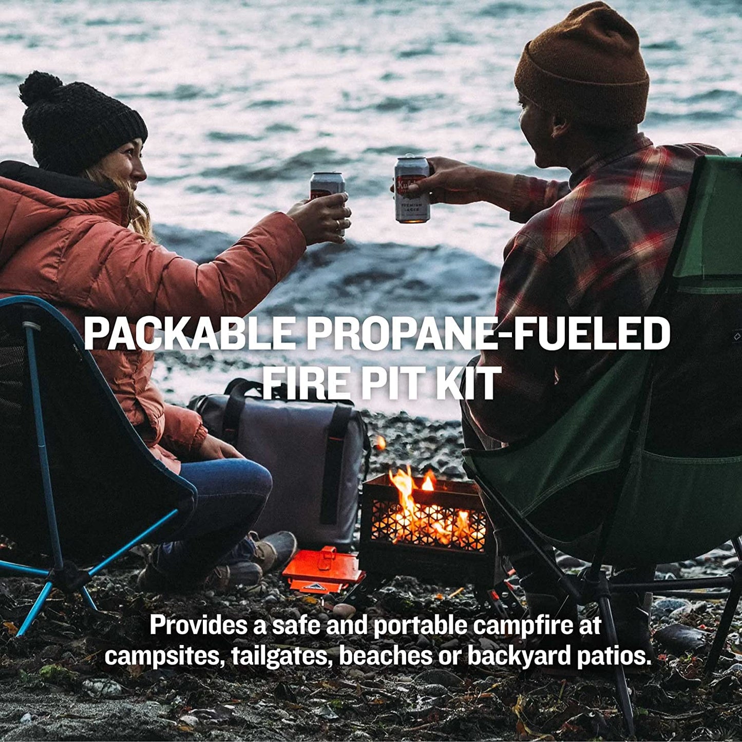 Firecan Portable Propane Fire Pit with Hose and Adjustable Regulator