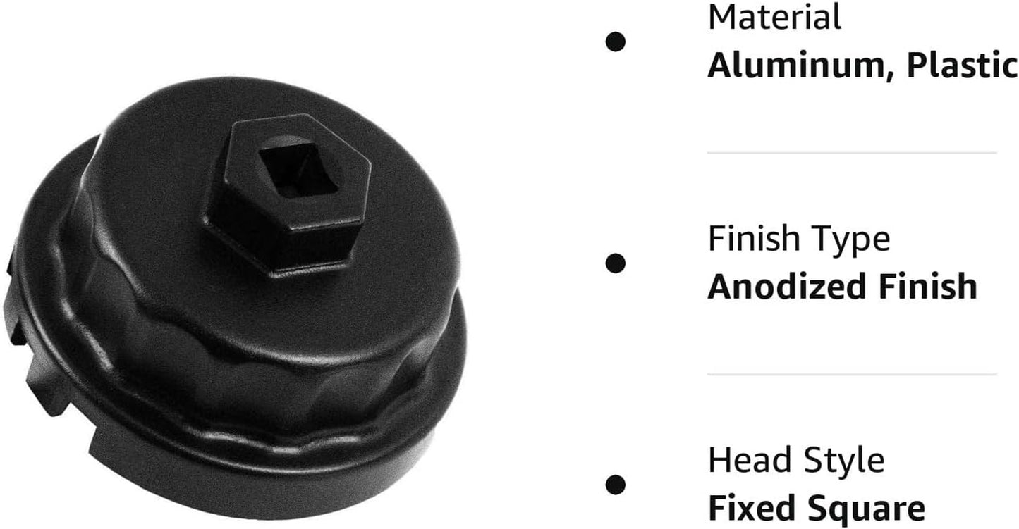 Aluminum Oil Filter Wrench for Toyota, Lexus, RAV4, Camry, Tundra, Highlander, Sienna, Cruiser, Tacoma - 3/8 Inch Square 64Mm 4 Slots