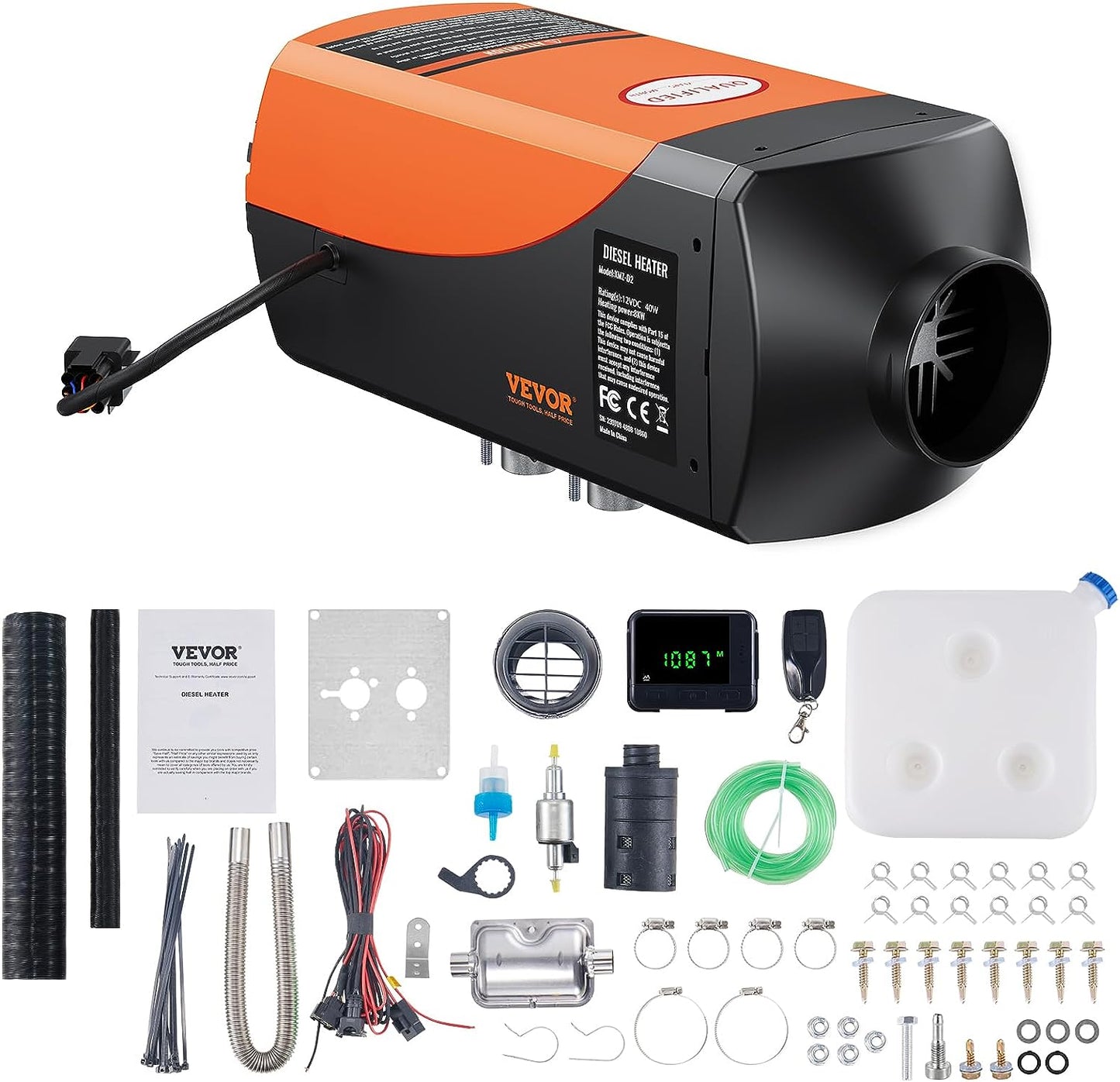 Diesel Heater 8KW, Diesel Air Heater with Remote Control and LCD Screen, Parking Bunk Heater, Fast Heating Low Noise Portable Diesel Heater for Car SUV RV Trailer Camper Boat and Garage