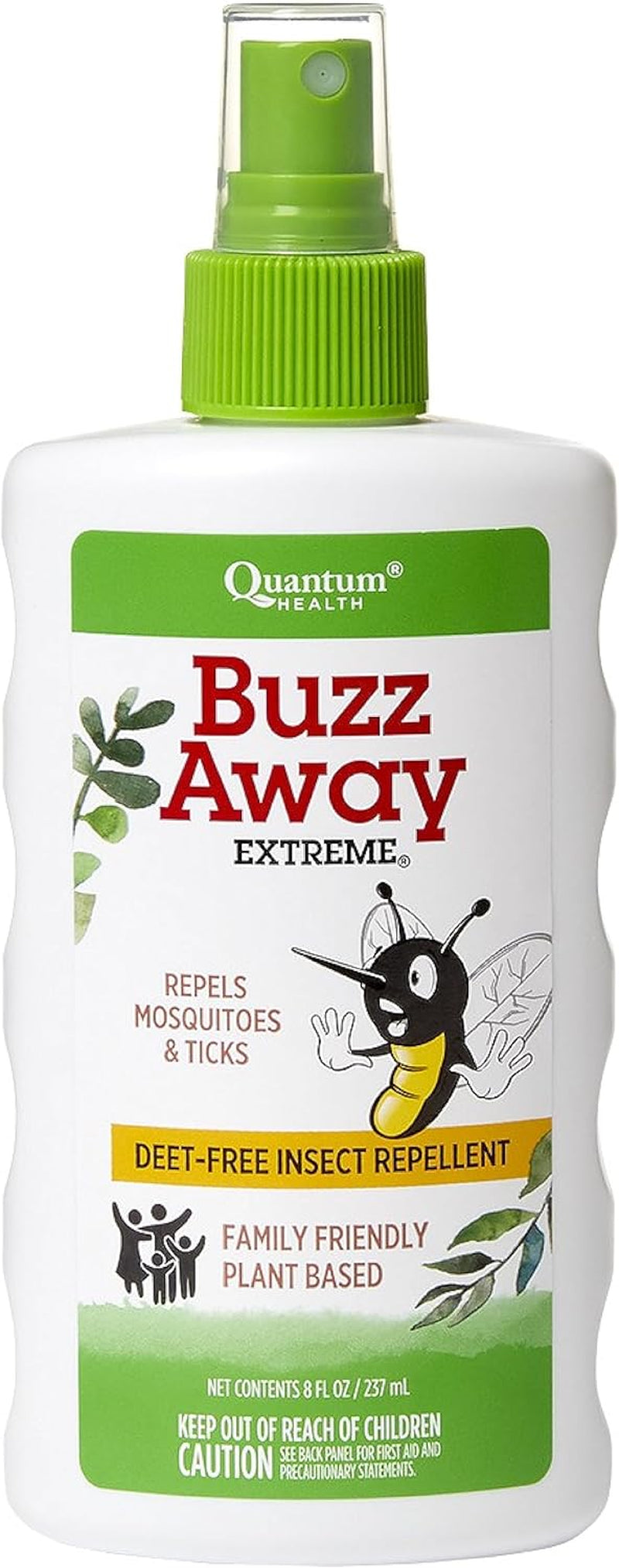Health Buzz Away Extreme Insect Repellent DEET Free Cedarwood Lemongrass & Citronella Oil Outdoor Mosquito & Tick Bug Spray Powerful Plants Repel Bugs off Your Skin, Safe for Kids - 8 Ounce
