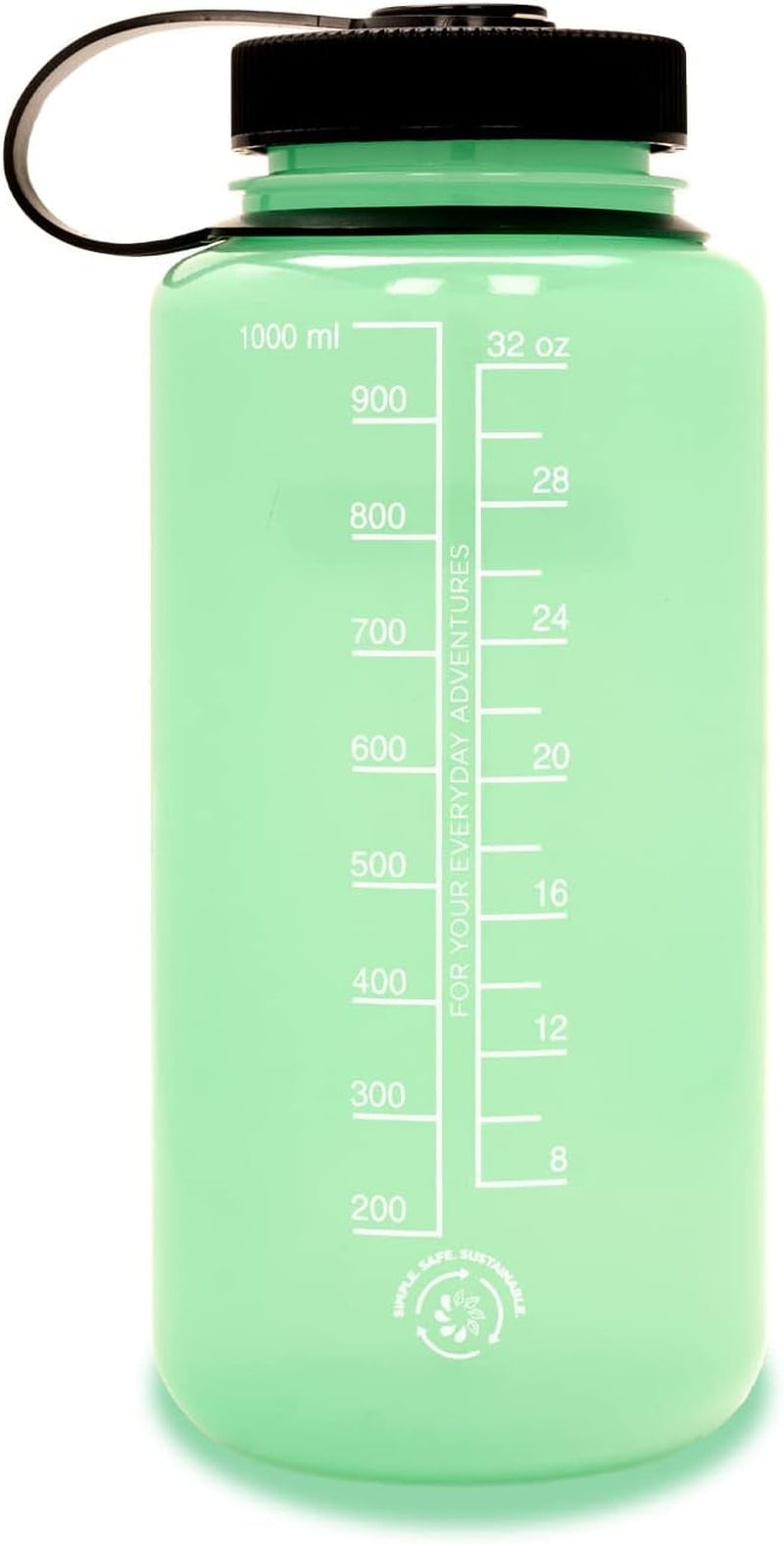 Sustain Tritan Bpa-Free Water Bottle Made with Material Derived from 50% Plastic Waste, 32 OZ, Wide Mouth, Glow Green