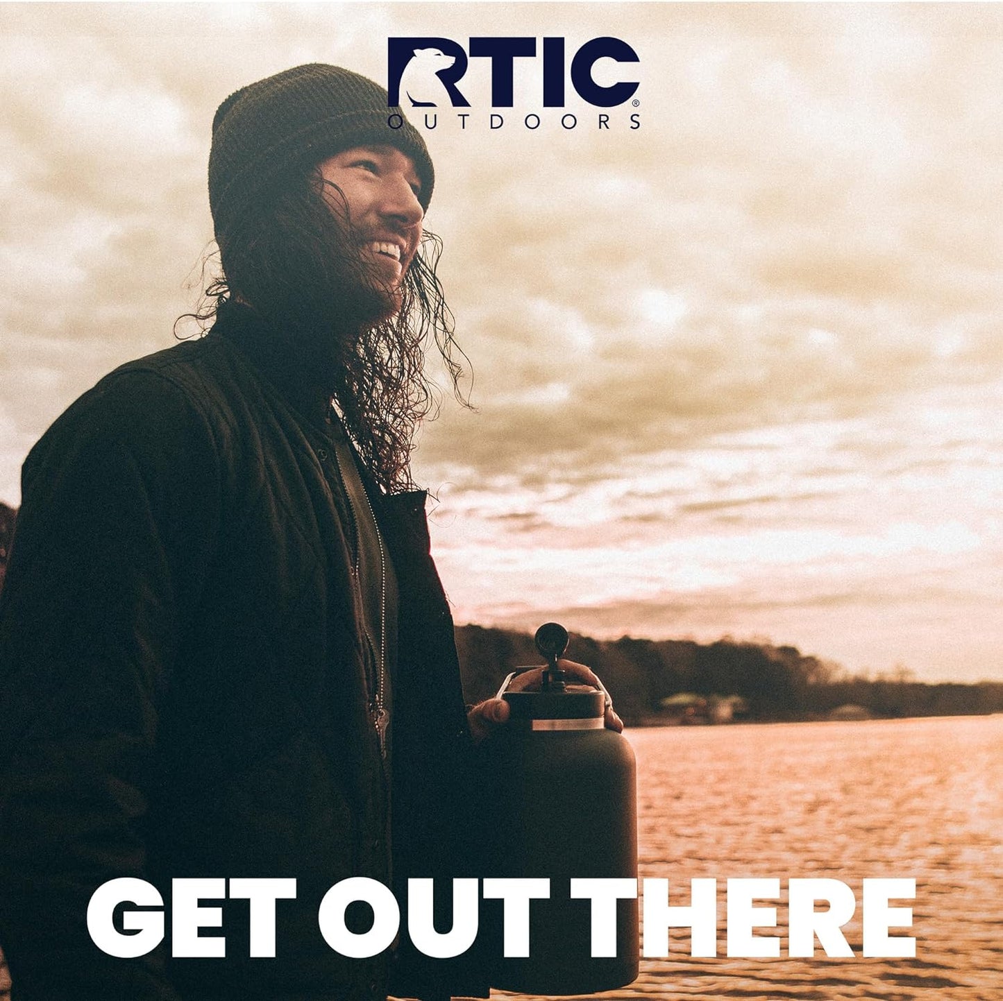 Jug with Handle, Half Gallon, Olive Matte, Large Double Vacuum Insulated Water Bottle, Stainless Steel Thermos for Hot & Cold Drinks, Sweat Proof, Great for Travel, Hiking & Camping