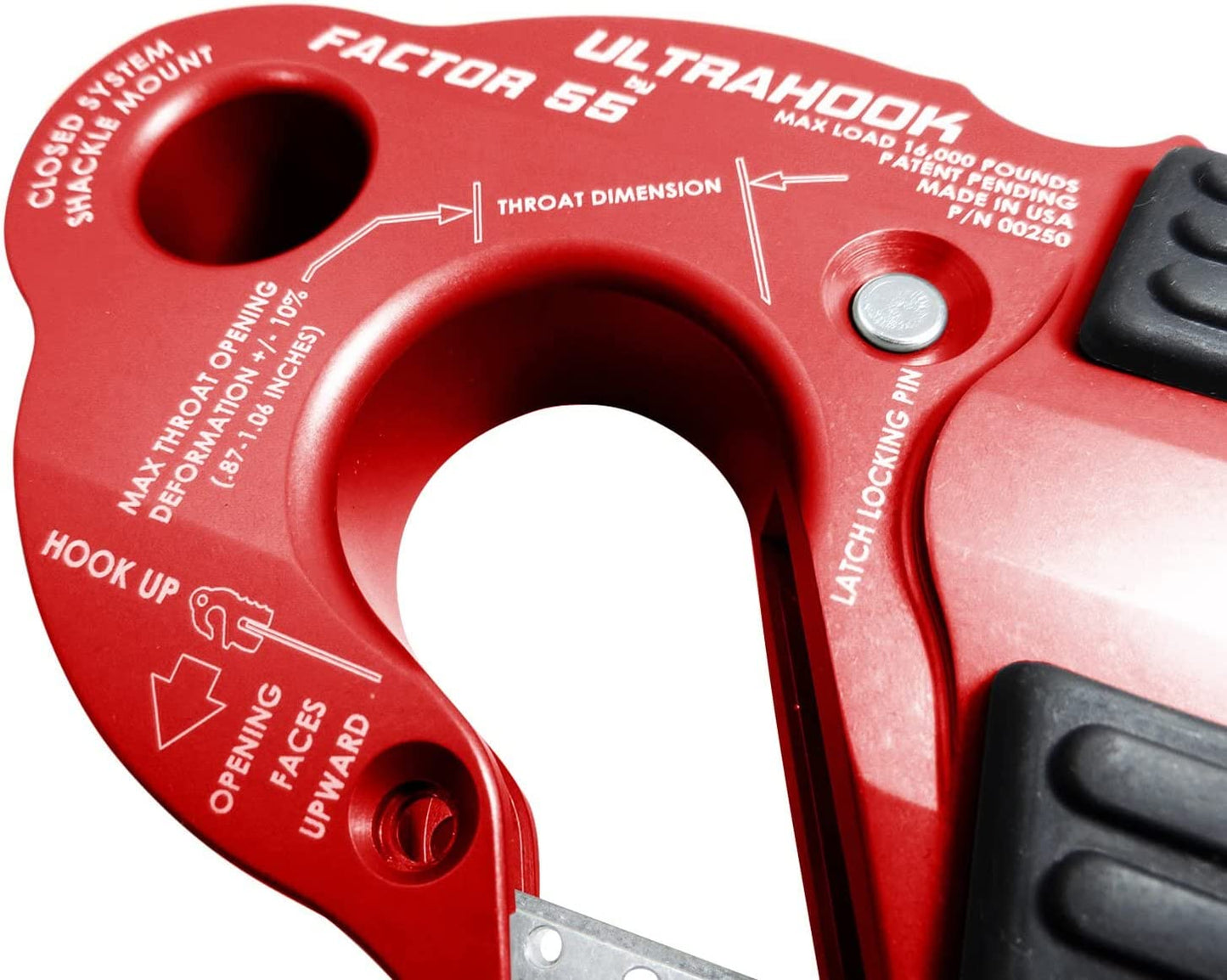 ULTRAHOOK Winch Hook with Shackle Mount - RED