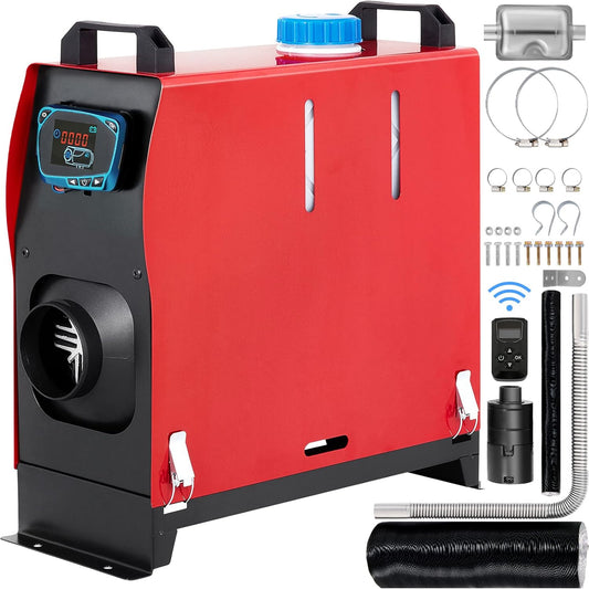 Diesel Air Heater, 12 V 5KW All in One Bunk Parking Heater, with Remote Control, LCD Thermostat Monitor, Silencer and Large Air Outlet for RV Trucks Bus and Trailer