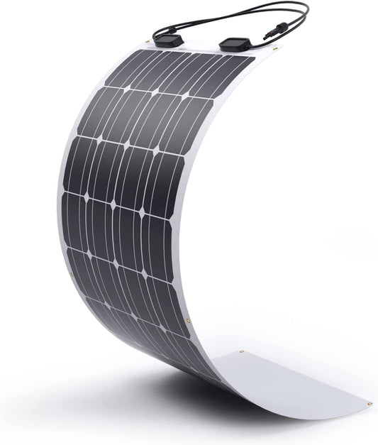 Flexible Solar Panel 100 Watt 12 Volt Monocrystalline Semi-Flexible Bendable Mono Off-Grid Charger for Marine RV Cabin Van Car Uneven Surfaces
