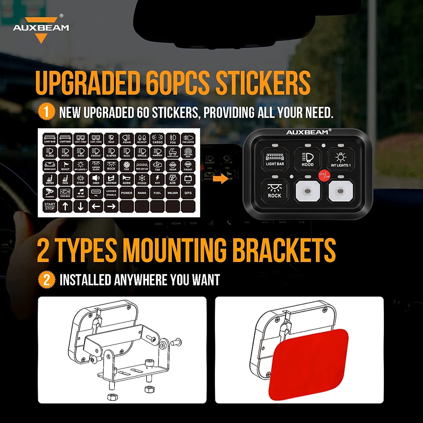 6 Gang Switch Panel BC60 Universal Circuit Control Relay System Automatic Dimmable LED Switch Pod Touch Control Panel Switch Relay Box for Car Truck Pickup Boat UTV Suv-Blue, 2 Year Warranty