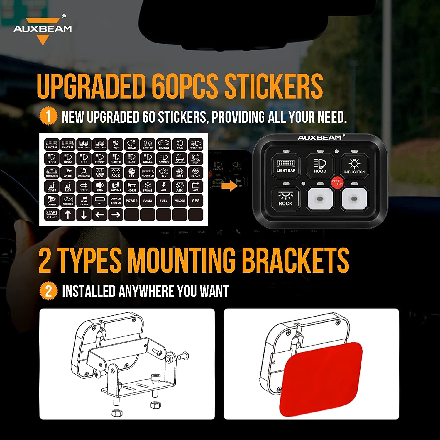 6 Gang Switch Panel BC60 Universal Circuit Control Relay System Automatic Dimmable LED Switch Pod Touch Control Panel Switch Relay Box for Car Truck Pickup Boat UTV Suv-Blue, 2 Year Warranty