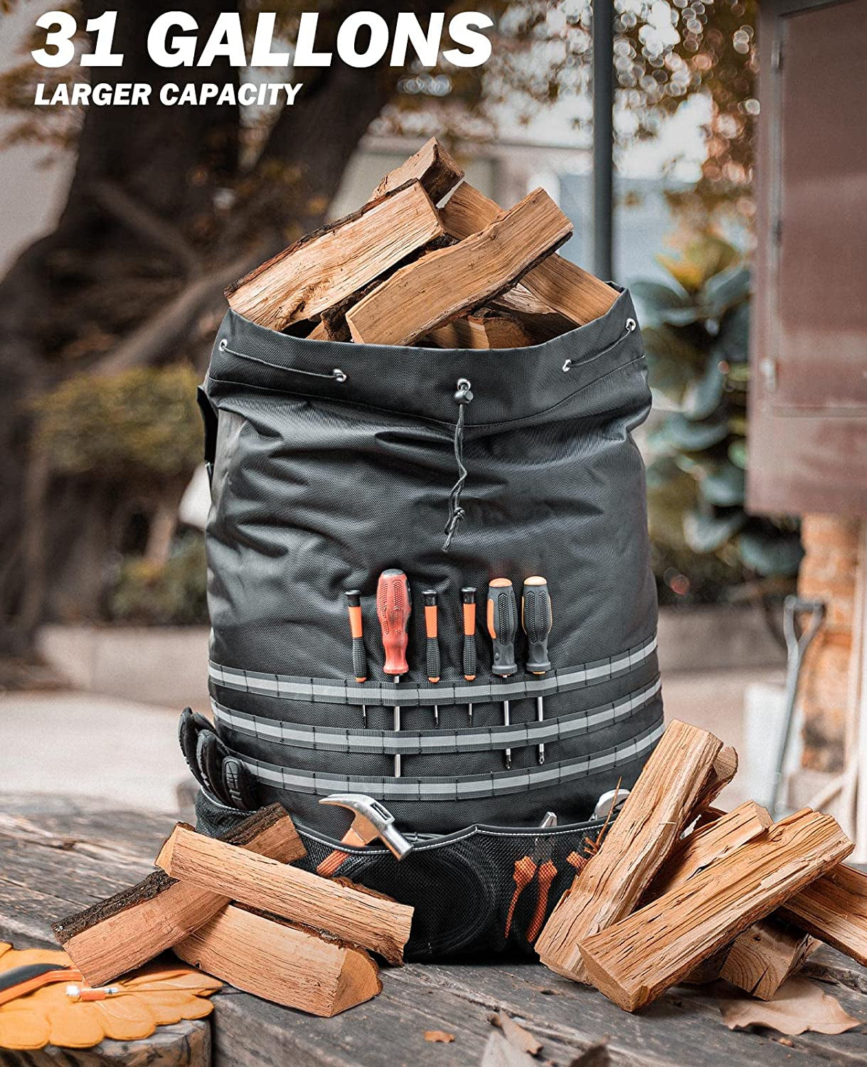 Spare Tire Trash Bag, Upgraded Fits 40" Tire 31 Gallons Overland Series Larger Capacity Cargo Spare Tire Storage Bag for 4X4 Off-Road Camping Recovery Gear Firewood for Wrangler JK JKU JL