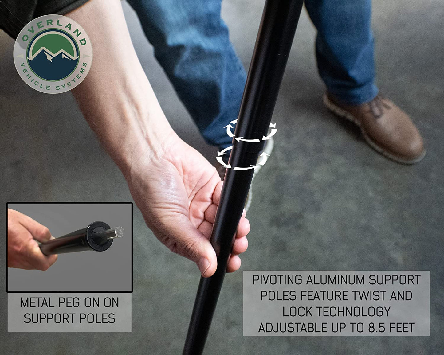 Nomadic Awning 270 - Dark Gray with Black Travel Cover - Driverside