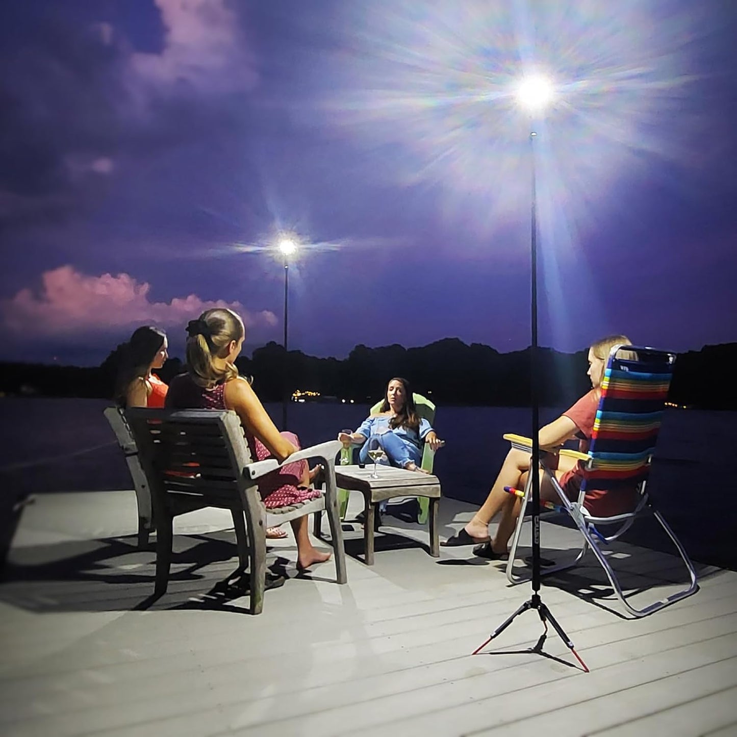 FLI PRO Telescoping Area Light - 8 Foot Extention + Removable Flashlight, Black, (12679)