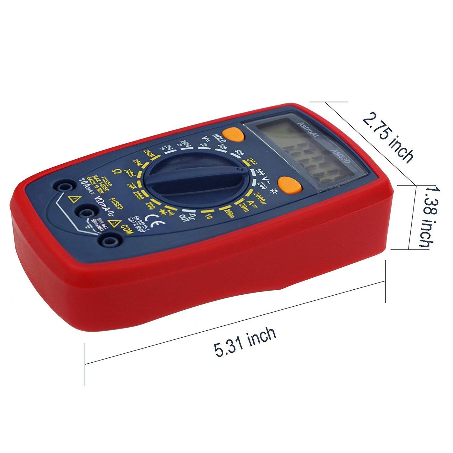 Multimeter Tester 2000 Counts Digital Multimeter with DC AC Voltmeter and Ohm Volt Amp Meter ; Measures Voltage, Current, Resistance; Tests Live Wire, Continuity