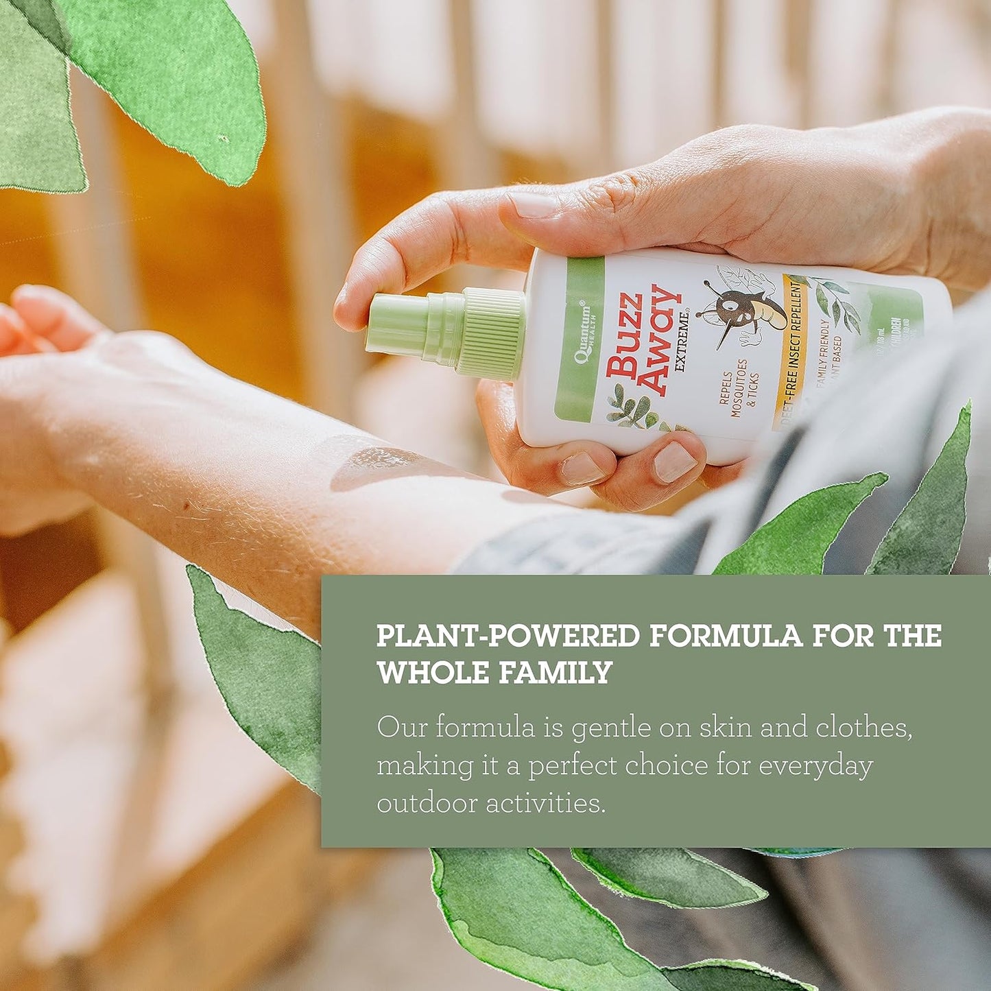 Health Buzz Away Extreme Insect Repellent DEET Free Cedarwood Lemongrass & Citronella Oil Outdoor Mosquito & Tick Bug Spray Powerful Plants Repel Bugs off Your Skin, Safe for Kids - 8 Ounce