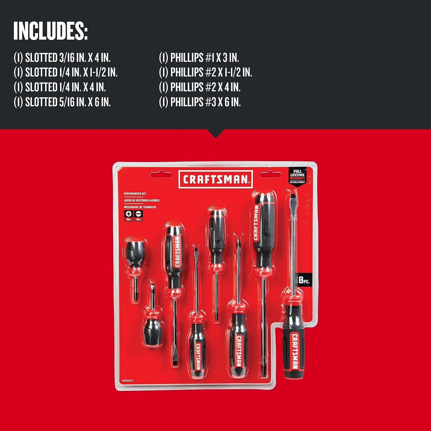 Screwdriver Set, Bi-Material, 8 Piece Set (CMHT65075N)