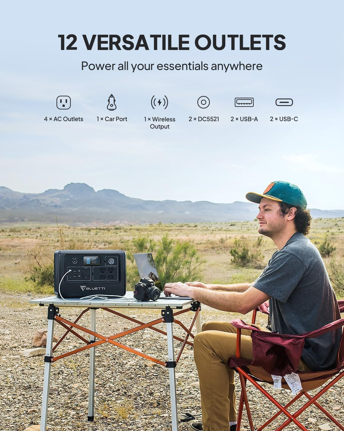 Portable Power Station EB70S, 716Wh Lifepo4 Battery Backup W/ 4 800W AC Outlets (1,400W Peak), 100W Type-C, Solar Generator for Road Trip, Off-Grid, Power Outage (Solar Panel Optional)