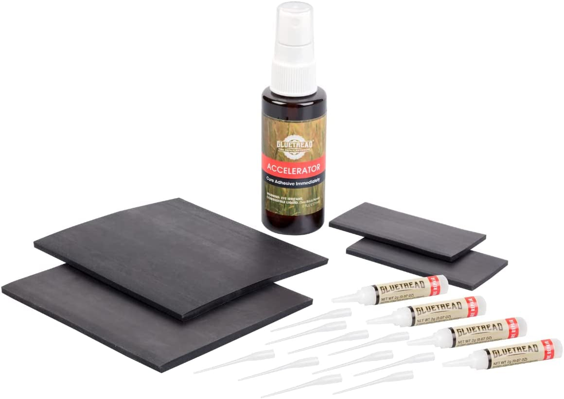 Gluetread 4X4 Sidewall Emergency Tire Repair Kit | Puncture Repair Anywhere | No Need to Remove Tire | Sidewall Tubeless Tire Patch Kit | Includes Accelerator (Eliminates Curing Time)