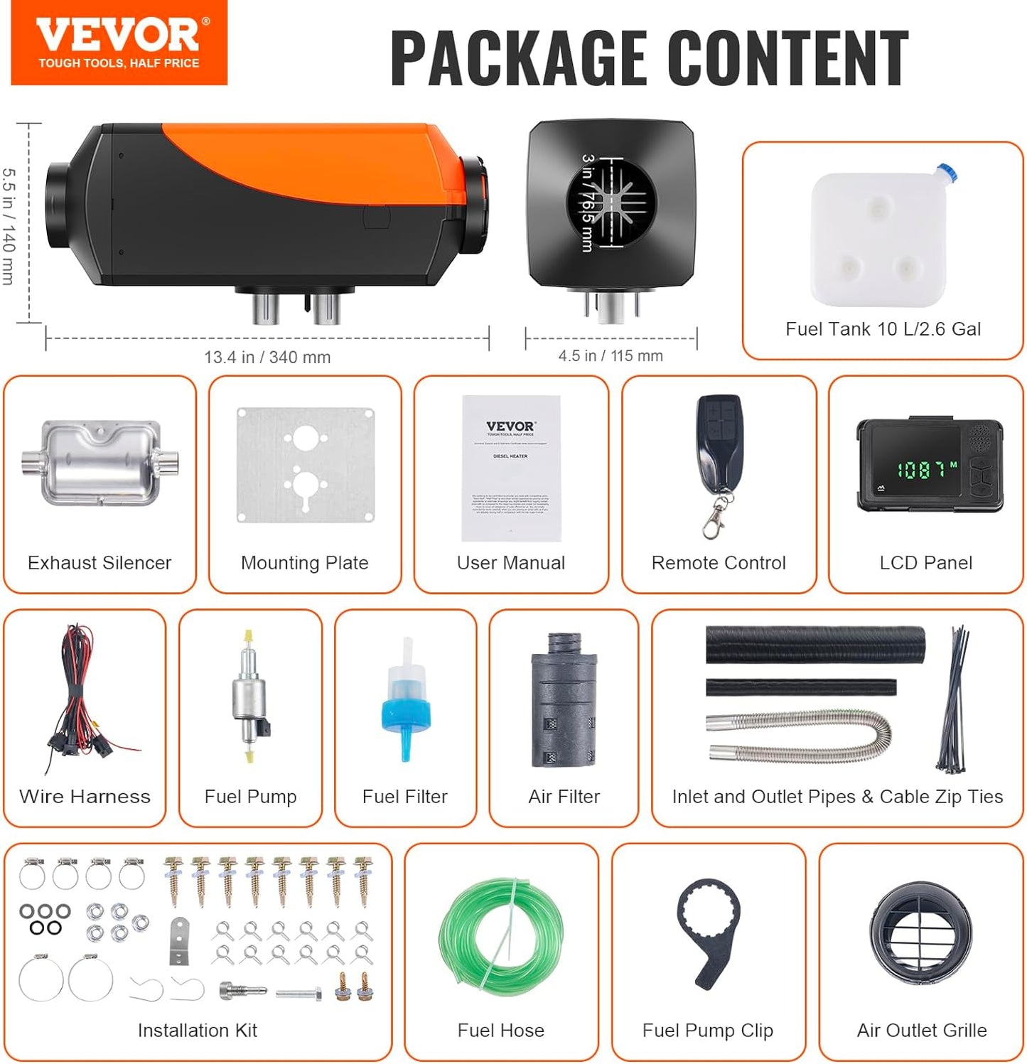 Diesel Heater, Bluetooth App Control Parking Heater, Portable Diesel Heater Automatic Altitude Adjustment, Max 18045 Ft, Diesel Air Heater for Car SUV Van RV Boat and Garage