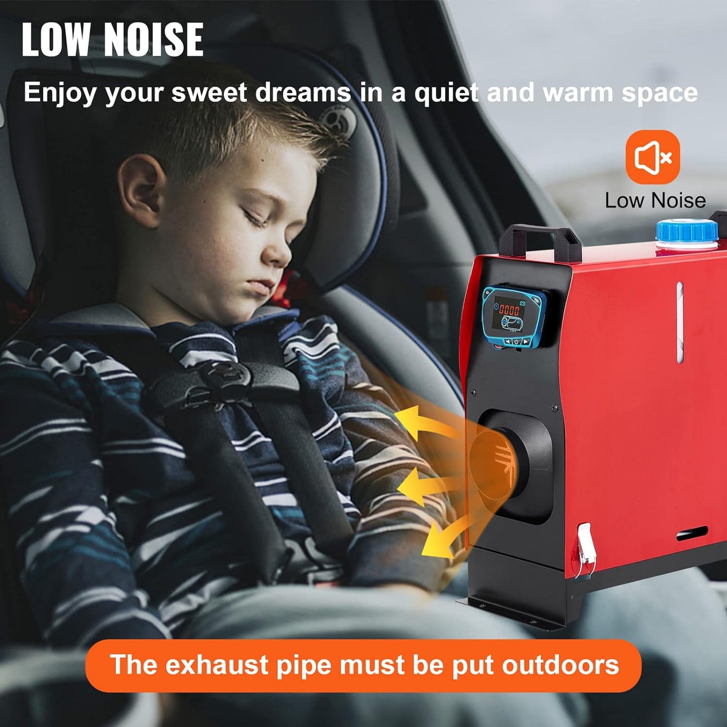Diesel Air Heater, 12 V 5KW All in One Bunk Parking Heater, with Remote Control, LCD Thermostat Monitor, Silencer and Large Air Outlet for RV Trucks Bus and Trailer