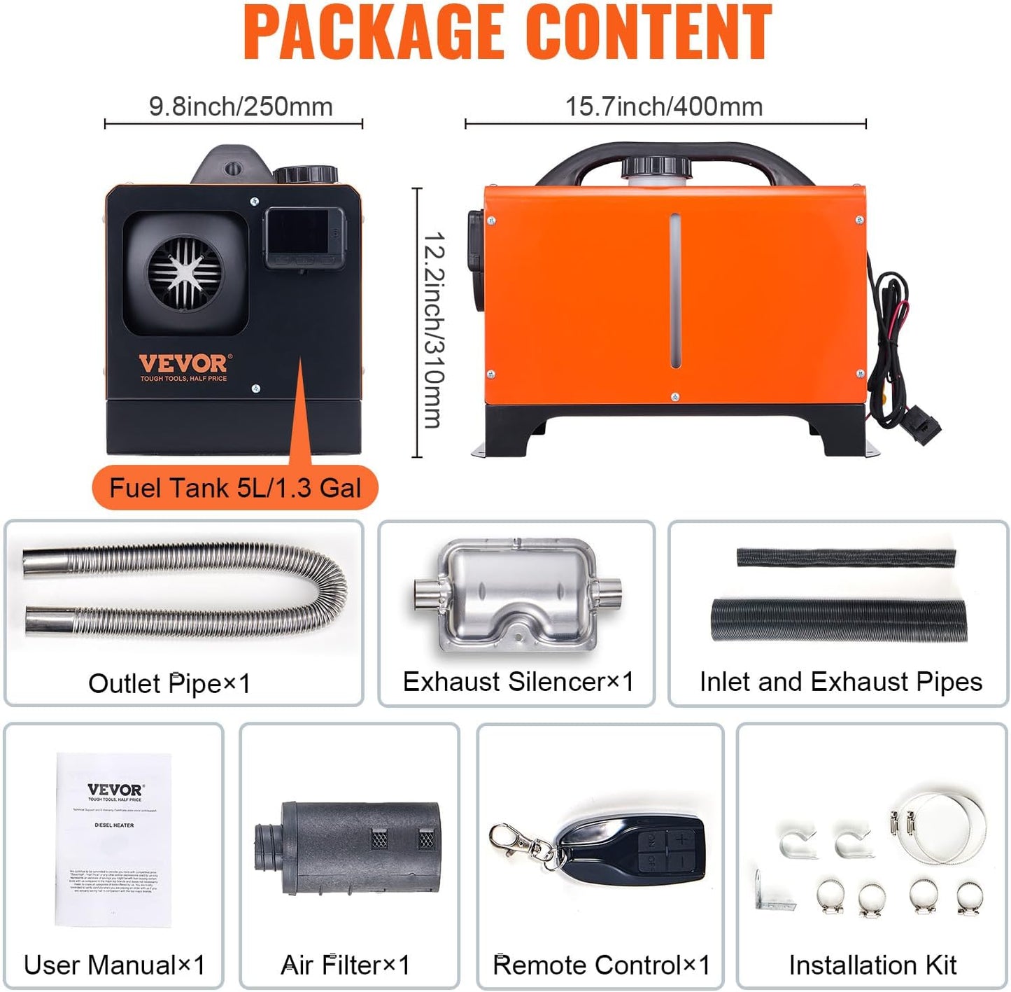 8KW Diesel Heater, Diesel Heater All in One with Remote Control and LCD Screen, Parking Bunk Heater, Fast Heating Low Noise, Portable Diesel Heater for Truck Van RV Trailer Camper and Indoors