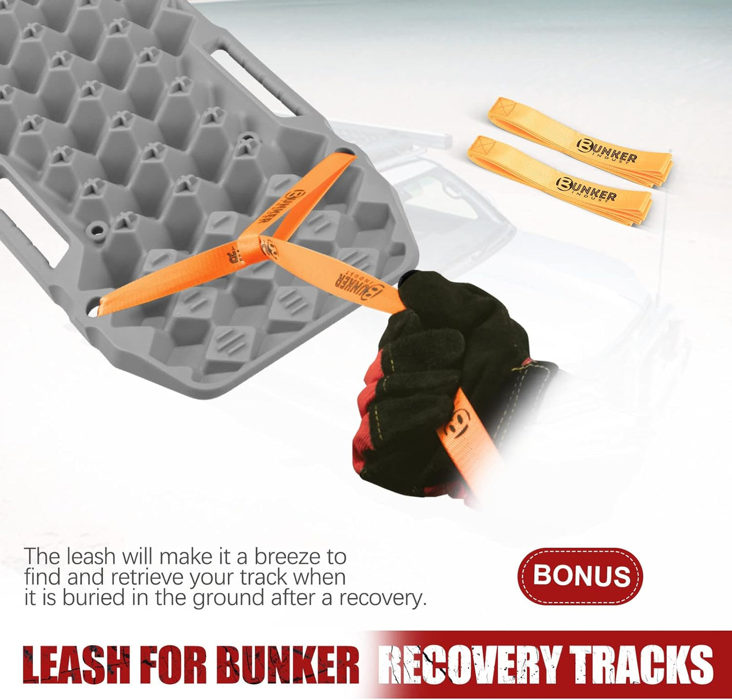 Bunker Industries Traction Boards, Pair Recovery Tracks Traction Mat for 4X4 Truck Jeep Mud, Snow, Sand Ramp-Grey Emergency Tire Traction Pads