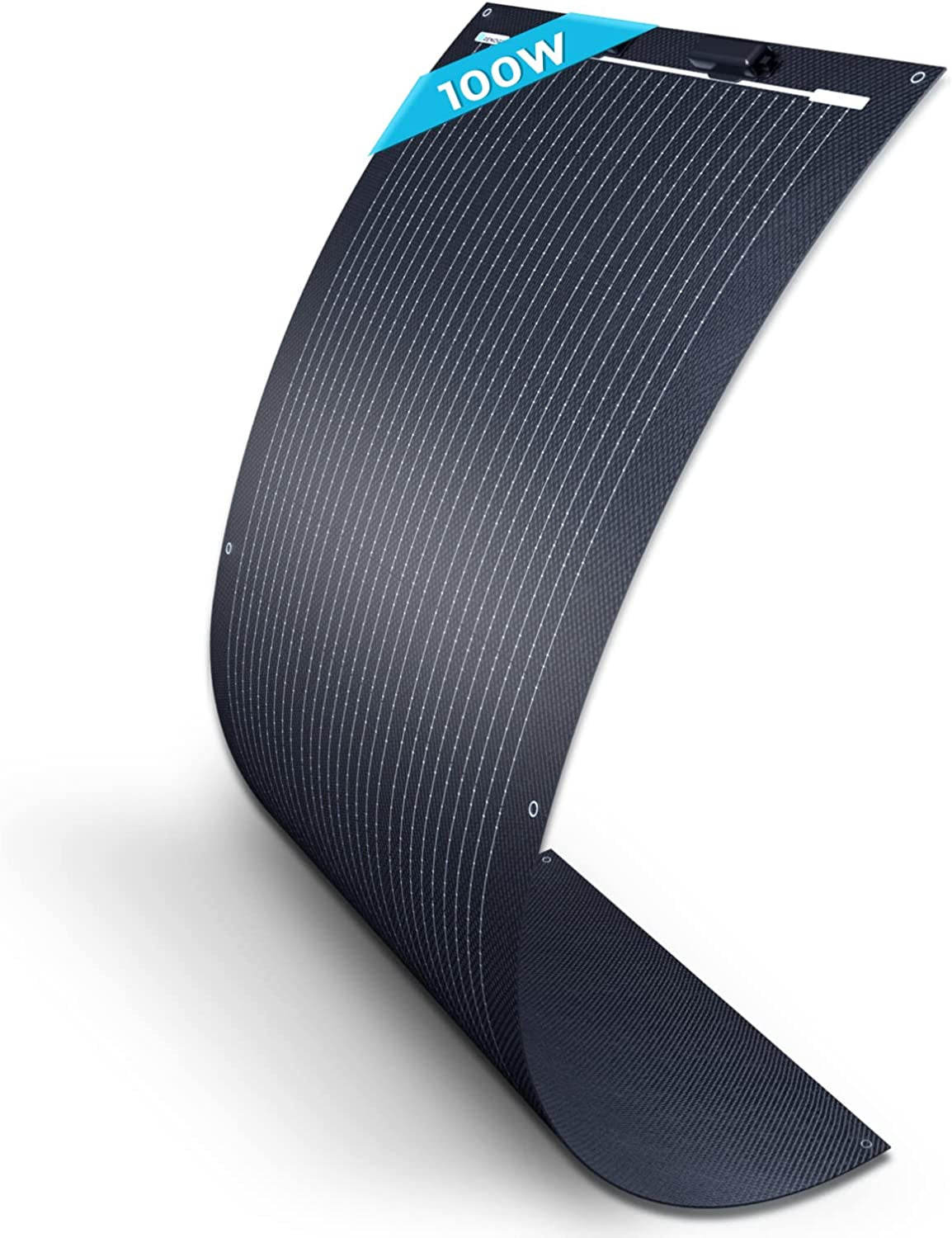 Solar Panel 100W 12V Lightweight Semi Flexible Black Division Monocrystalline Bendable Mono Off-Grid Charger for RV Boat Van Car Uneven Surfaces, Ltwt-Flex