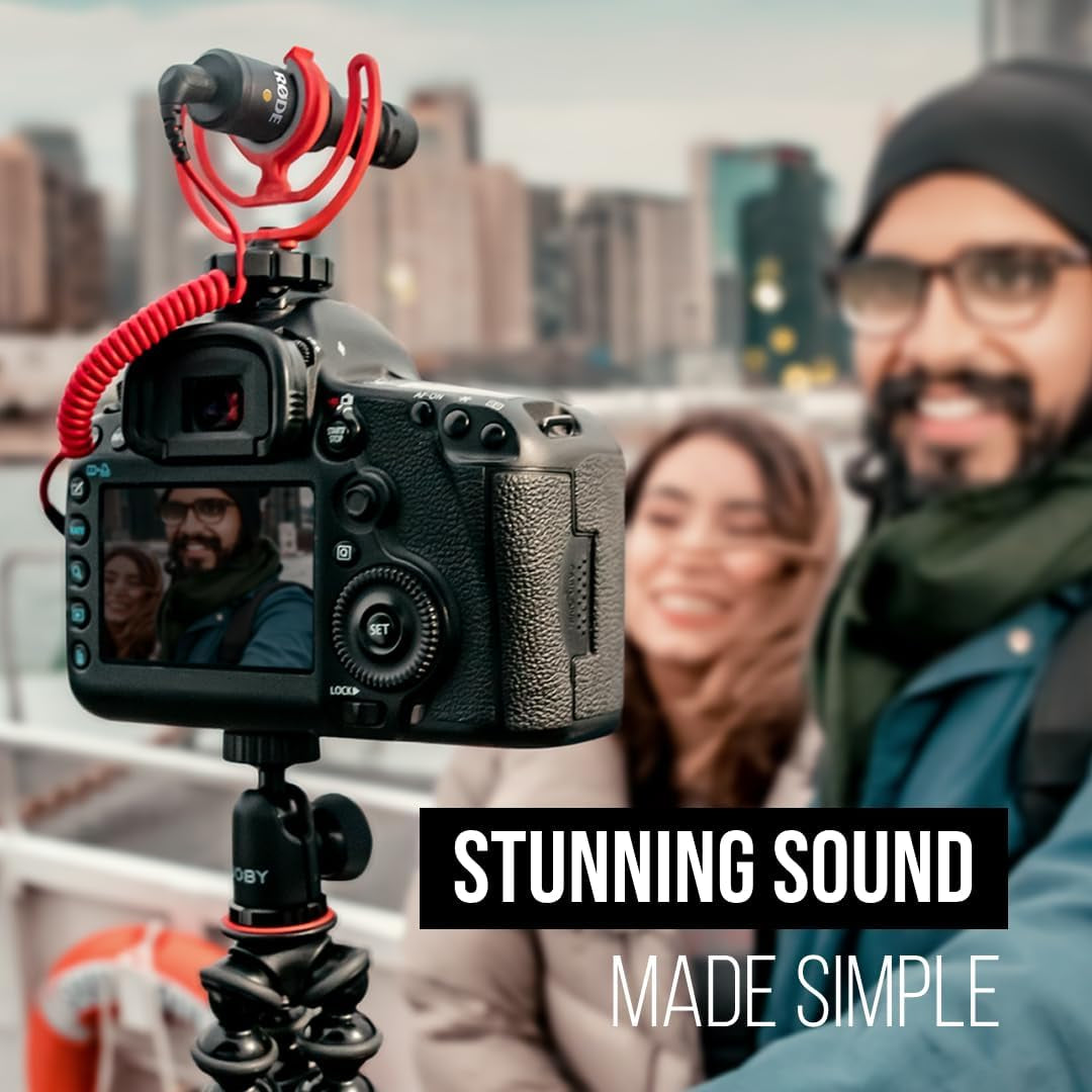 Videomicro Compact On-Camera Microphone with Rycote Lyre Shock Mount, Auxiliary, Black