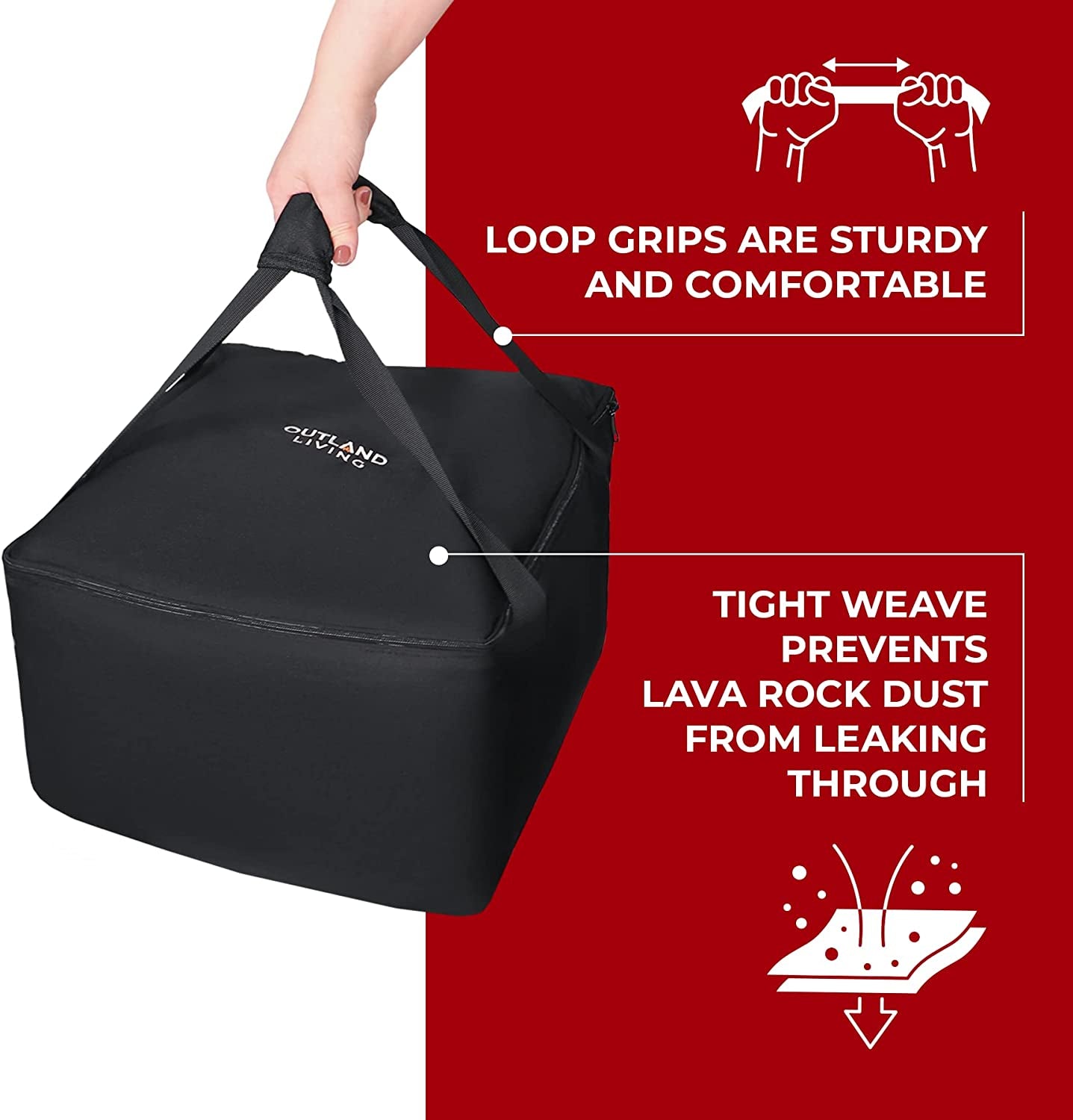 Firecube Carry Bag - Fits 14” Square Portable Propane Firecube Fire Pit – UV and Weather Resistant – Sturdy Grips for Easy Transport