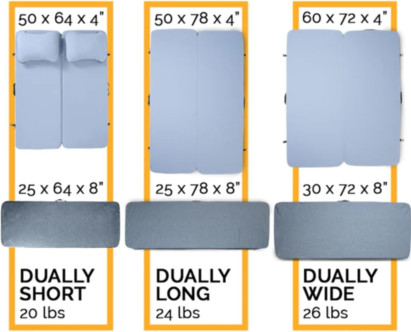 Dually - Portable Camping Mattress, Enhanced Memory Foam, Double Mattress, Sleeps Two