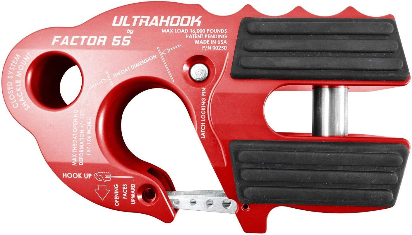 ULTRAHOOK Winch Hook with Shackle Mount - RED