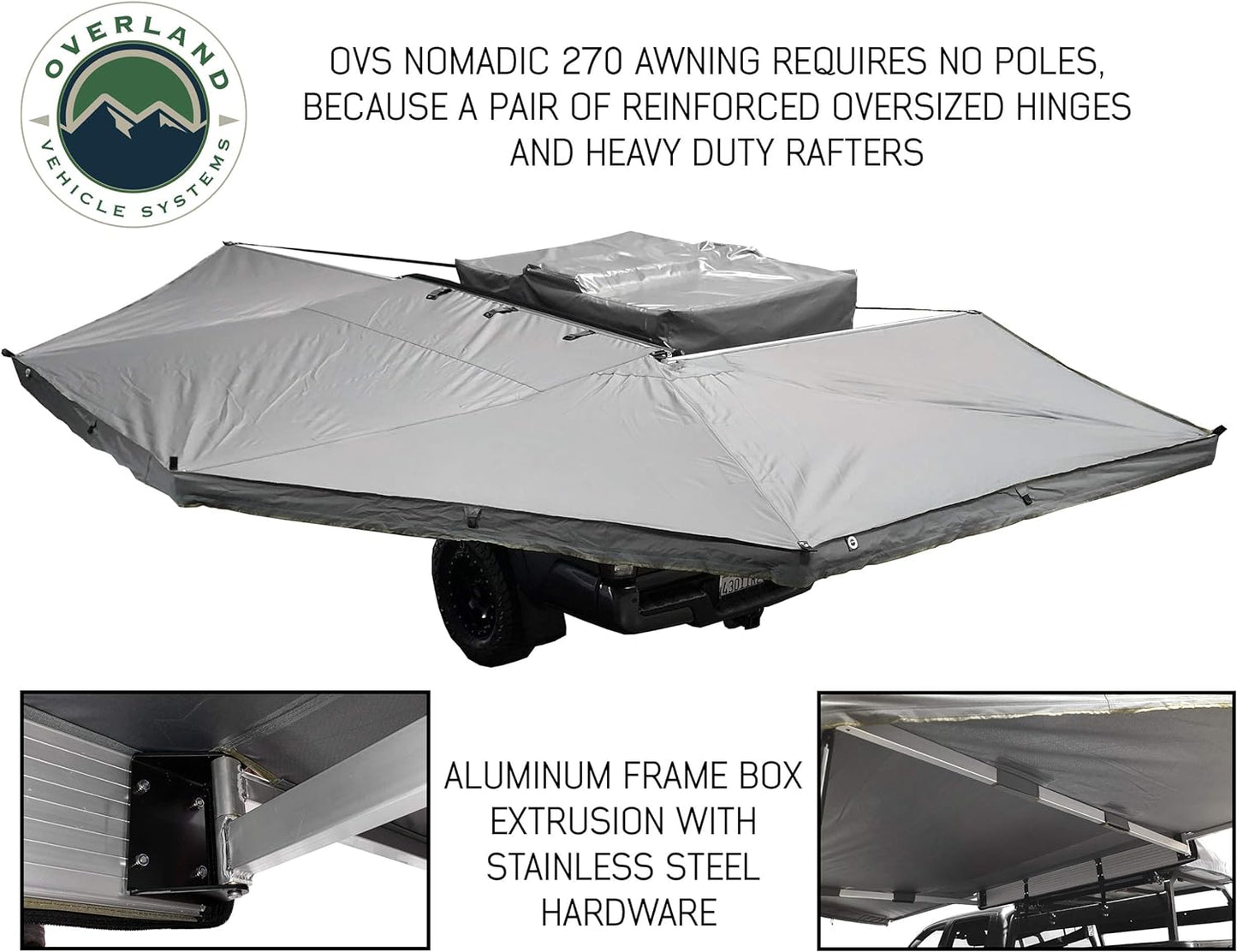 Nomadic Awning 270 - Dark Gray with Black Travel Cover - Driverside
