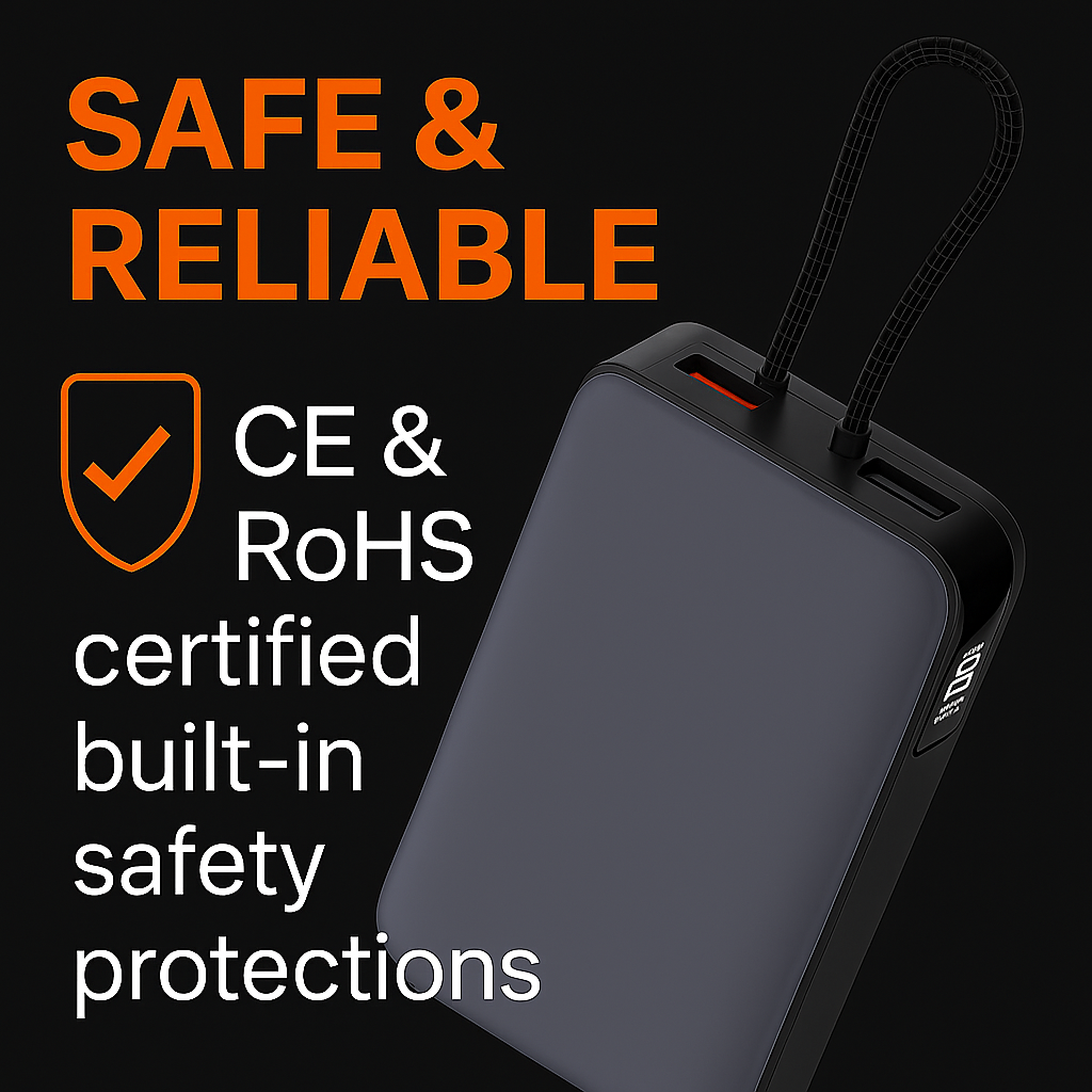 JTO 20,000 mAh Power Bank | Off-Grid Ready Portable Charger - BLACK