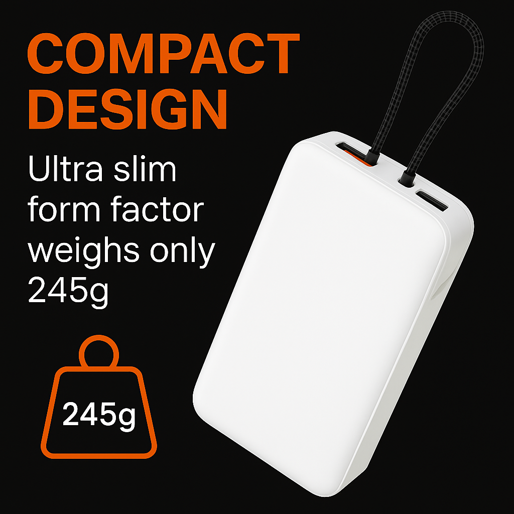 JTO 20,000 mAh Power Bank | Off-Grid Ready Portable Charger - WHITE